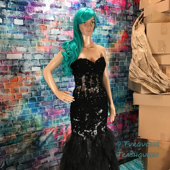 JOVANI Glittery Black Corset Gown! #172008 - Picture 4 of 7